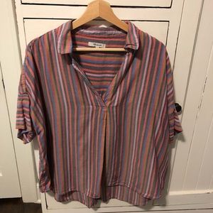 Madewell Courier Rainbow Stripe Button Back Shirt